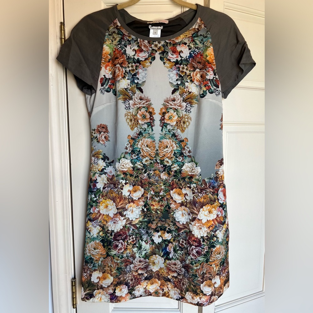 Paul & Joe Multicolor Floral Mini Dress with Gray Sleeves